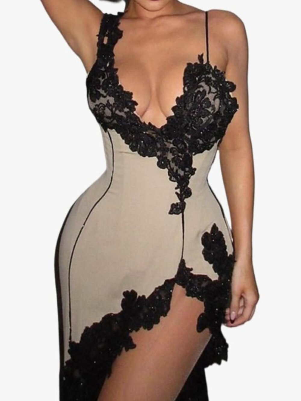 Stretchy fabric. Size 2-6. Kardashi*ns Girl. Women’s Deep V Neck Lace Spaghetti